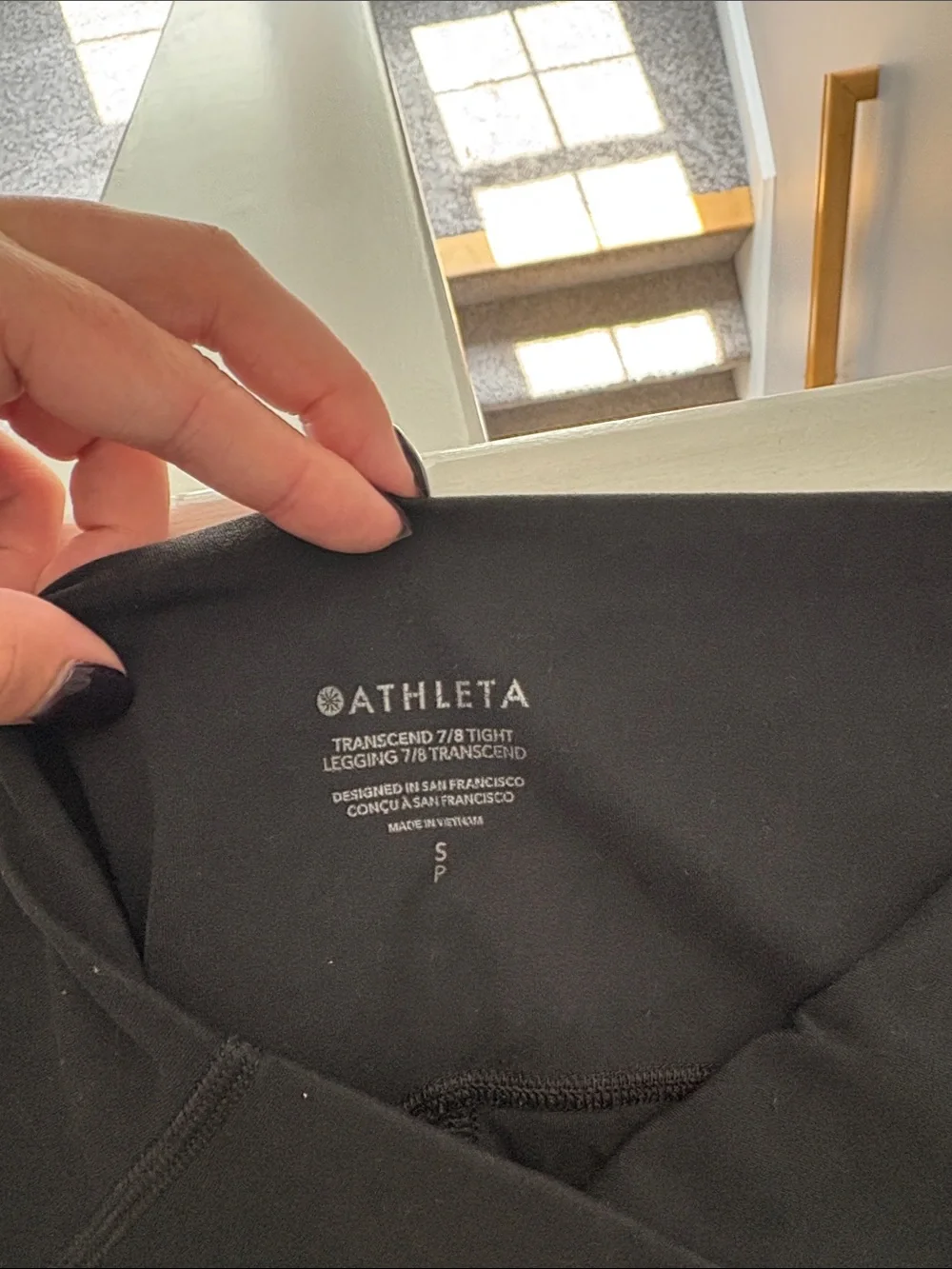 Athleta Transcend High Rise 7/8 Black Leggings Size Small